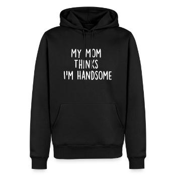 Ma mère pense que je suis belle - Sweat à capuche Premium bio Homme - noir - Devant - Nico (187cm)