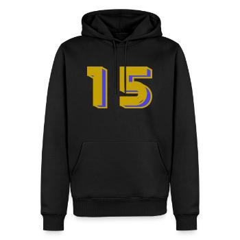 15. 15 JAHRE. 15. JAHRESTAG. 15-JÄHRIGES JUBILÄUM. - Männer Premium Bio Hoodie - Schwarz - Vorne - Nico (187cm)