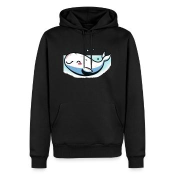 Walfisch - Happy Whale - Männer Premium Bio Hoodie - Schwarz - Vorne - Nico (187cm)