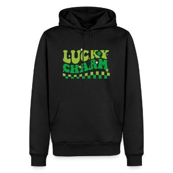 Porte-bonheur - Trèfle de la Saint-Patrick - Sweat à capuche Premium bio Homme - noir - Devant - Nico (187cm)