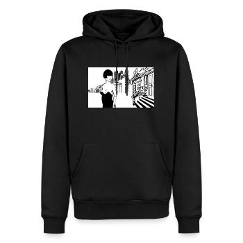 Eine Frau in der Stadt - Männer Premium Bio Hoodie - Schwarz - Vorne - Nico (187cm)