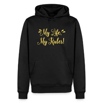 My Life my rules - Sweat à capuche Premium bio Homme - noir - Devant - Nico (187cm)