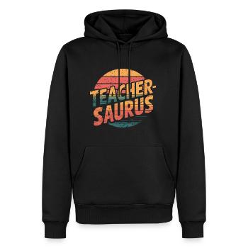 Teacher-saurus 14 - Männer Premium Bio Hoodie - Schwarz - Vorne - Nico (187cm)