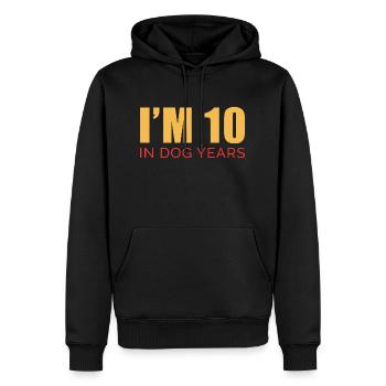 I'm 10 In Dog Years Tees | Funny 70th Birthday - Sweat à capuche Premium bio Homme - noir - Devant - Nico (187cm)