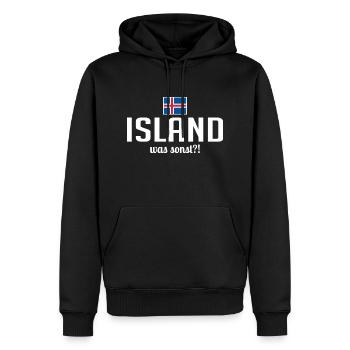 Islande quoi d’autre dire vacances en Scandinavie - Sweat à capuche Premium bio Homme - noir - Devant - Nico (187cm)