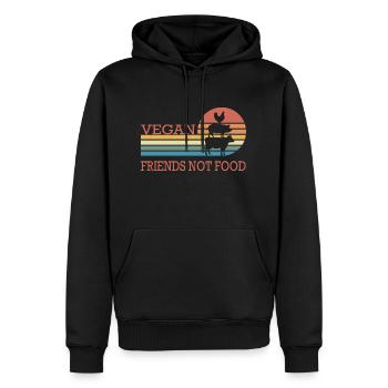 Vegan Friends not Food - Männer Premium Bio Hoodie - Schwarz - Vorne - Nico (187cm)