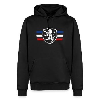LOGO LION DESIGN BLAU WEISS ROT Frankreich - Männer Premium Bio Hoodie - Schwarz - Vorne - Nico (187cm)