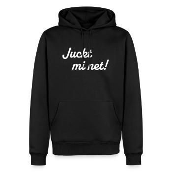 Juckt mi net - Männer Premium Bio Hoodie - Schwarz - Vorne - Nico (187cm)