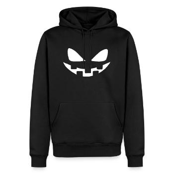 t-shirt ou sweat - tête de citrouille - halloween - Sweat à capuche Premium bio Homme - noir - Devant - Nico (187cm)