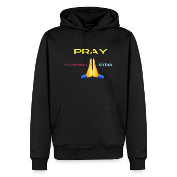 Prière pour la Turquie et la Syrie - Sweat à capuche Premium bio Homme - noir - Devant - Nico (187cm)