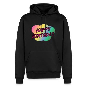 ALLES GUTE ZUM GEBURTSTAG. ALLES GUTE ZUM GEBURTSTAG. JAHRESTAG. - Männer Premium Bio Hoodie - Schwarz - Vorne - Nico (187cm)