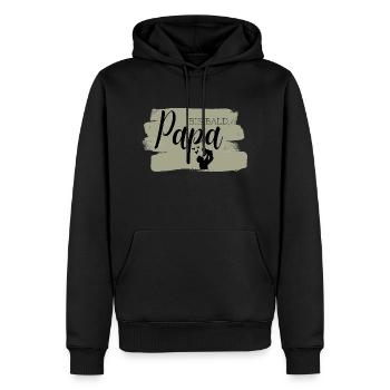 Bis bald, Papa Aufdruck, Liebe, Olivgrün - Männer Premium Bio Hoodie - Schwarz - Vorne - Nico (187cm)