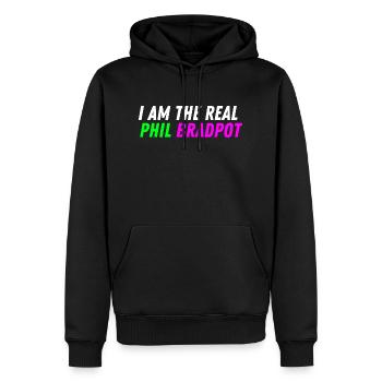 Echter Phil Bradpot - Männer Premium Bio Hoodie - Schwarz - Vorne - Nico (187cm)