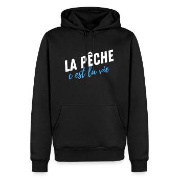 Angeln ist Leben, Humor, Fischer Geschenk - Männer Premium Bio Hoodie - Schwarz - Vorne - Nico (187cm)