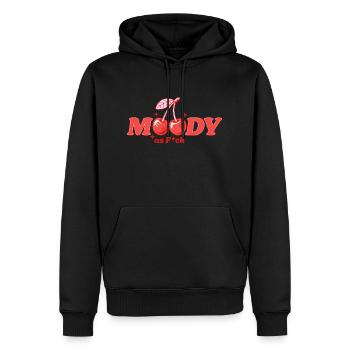 Moody as fuck with cherries – police en rouge - Sweat à capuche Premium bio Homme - noir - Devant - Nico (187cm)