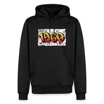 Retro Classic 1960 Graffiti – 65 Years of - Men’s Premium Organic Hoodie - black - Front - Nico (187cm)