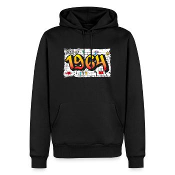 Graffiti vintage 1964 – 61 ans d’héritage audacieux - Sweat à capuche Premium bio Homme - noir - Devant - Nico (187cm)