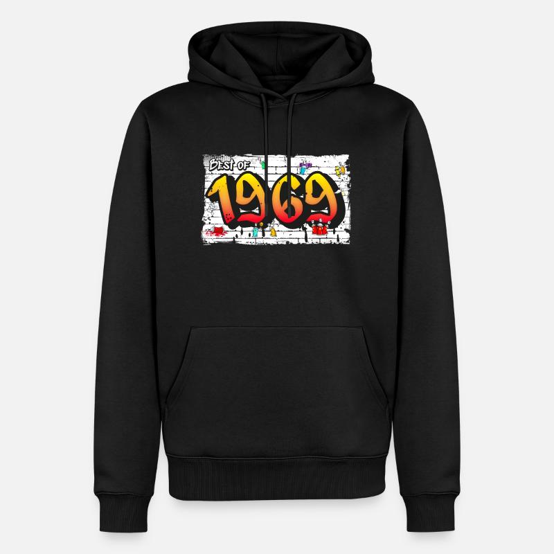 Retro vibes 1969 Graffiti – 56 ans d’audace - Sweat à capuche Premium bio Homme - noir