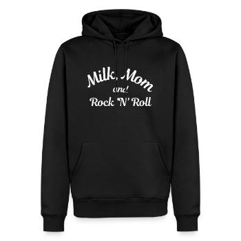 Milk, Mom and Rock 'N' Roll - Sweat à capuche Premium bio Homme - noir - Devant - Nico (187cm)