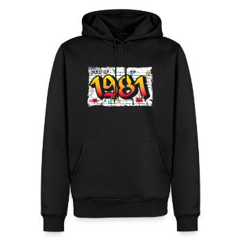 Best of 1981 Graffiti – 44 Jahre Rebel Style - Männer Premium Bio Hoodie - Schwarz - Vorne - Nico (187cm)