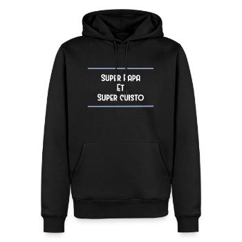 Super papa et super cuisto / cuisinier - Sweat à capuche Premium bio Homme - noir - Devant - Nico (187cm)