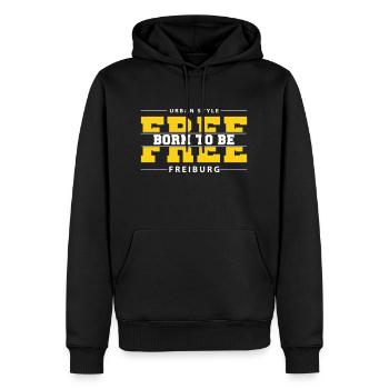 Freiburg Meine Stadt Urban Style Born Free - Männer Premium Bio Hoodie - Schwarz - Vorne - Nico (187cm)