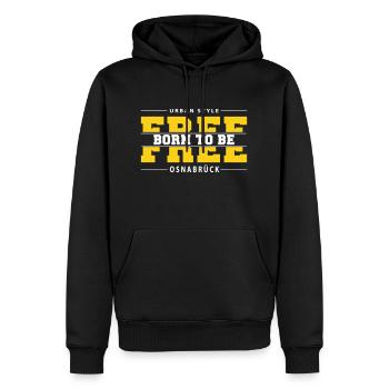 Osnabrück Meine Stadt Urban Style Born Free - Männer Premium Bio Hoodie - Schwarz - Vorne - Nico (187cm)