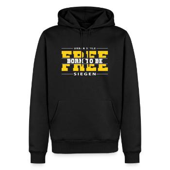 Siegen Meine Stadt Urban Style Born Free - Männer Premium Bio Hoodie - Schwarz - Vorne - Nico (187cm)