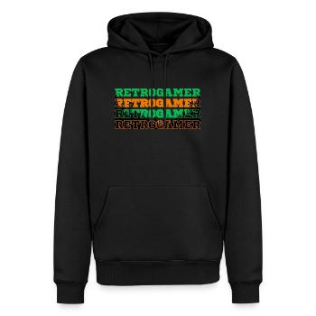 RETROGAMER - Männer Premium Bio Hoodie - Schwarz - Vorne - Nico (187cm)