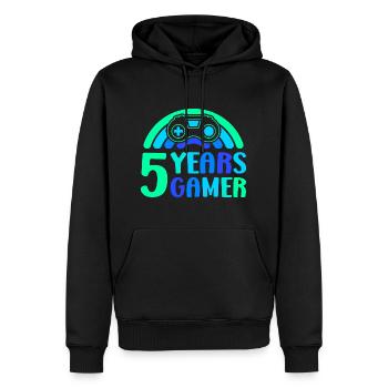 5ème anniversaire garçon 5 ans contrôleur gaming - Sweat à capuche Premium bio Homme - noir - Devant - Nico (187cm)