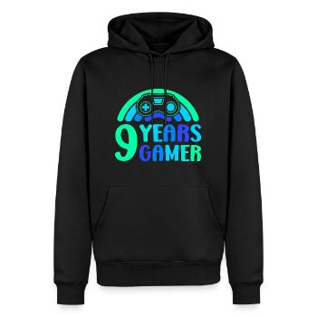 9ème anniversaire garçon 9 ans contrôleur de jeu - Sweat à capuche Premium bio Homme - noir - Devant - Nico (187cm)