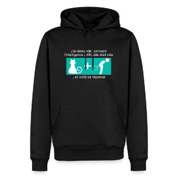 Humour Intelligence Artificielle - Sweat à capuche Premium bio Homme - noir - Devant - Nico (187cm)