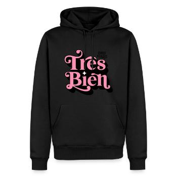 Emily In Paris Trés Bien Lettre Rose - Sweat à capuche Premium bio Homme - noir - Devant - Nico (187cm)