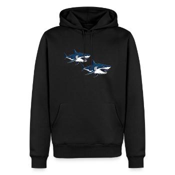 sharks - Männer Premium Bio Hoodie - Schwarz - Vorne - Nico (187cm)