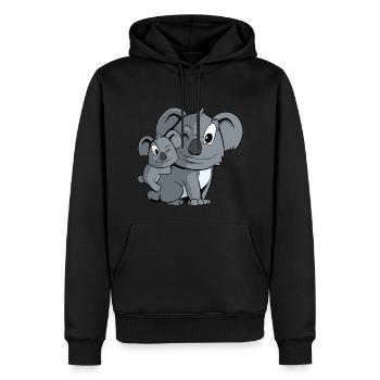 Maman et bébé koala ours - Sweat à capuche Premium bio Homme - noir - Devant - Nico (187cm)