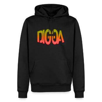 DIGGA - Männer Premium Bio Hoodie - Schwarz - Vorne - Nico (187cm)