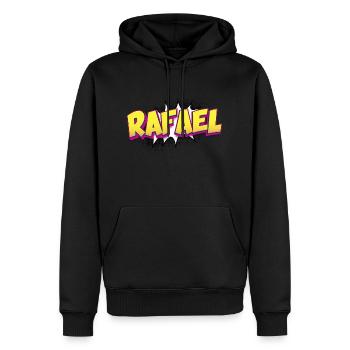 Rafael Benutzerdefinierter Name Comic-Buch-Stil Pop-Art, - Männer Premium Bio Hoodie - Schwarz - Vorne - Nico (187cm)