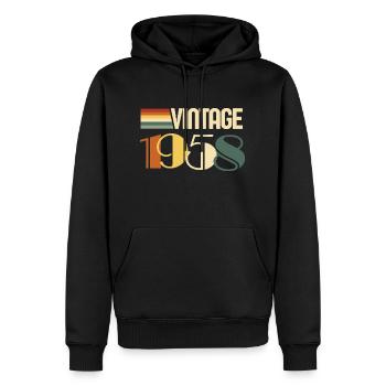 Jahrgang 1958 - 1958 Jubiläumsgeschenk - Männer Premium Bio Hoodie - Schwarz - Vorne - Nico (187cm)