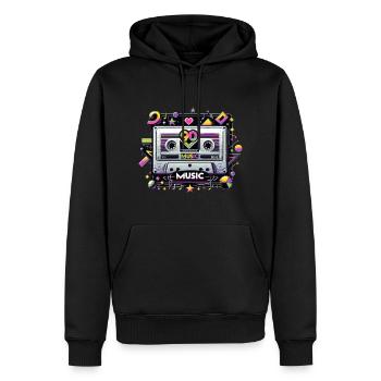 Elektrische 90er-Jahre-Kassetten-Vibes - Männer Premium Bio Hoodie - Schwarz - Vorne - Nico (187cm)