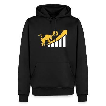 Bitcoin Crypto Next Big Power Bullrun Go Up - Männer Premium Bio Hoodie - Schwarz - Vorne - Nico (187cm)