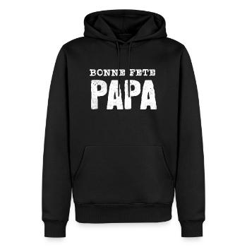 Bonne Fête papa - Sweat à capuche Premium bio Homme - noir - Devant - Nico (187cm)