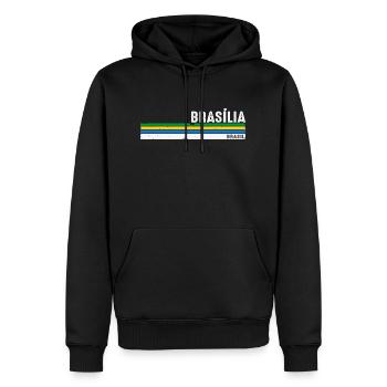 Vintage Brasília Brasil - Montrez vos racines, - Sweat à capuche Premium bio Homme - noir - Devant - Nico (187cm)