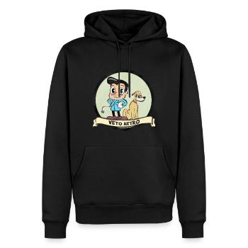 Véto Rétro - Sweat à capuche Premium bio Homme - noir - Devant - Nico (187cm)