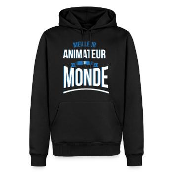 Meilleur Animateur du monde homme - Sweat à capuche Premium bio Homme - noir - Devant - Nico (187cm)