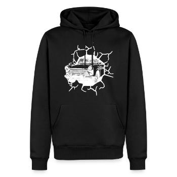 Trabi  Oldtimer Mauerfall Ostalgie Ossi - Männer Premium Bio Hoodie - Schwarz - Vorne - Nico (187cm)