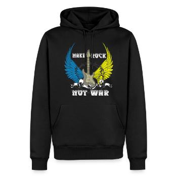 Make Rock not War - Männer Premium Bio Hoodie - Schwarz - Vorne - Nico (187cm)