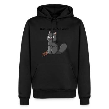 Work smarter not harder - Men’s Premium Organic Hoodie - black - Front - Nico (187cm)