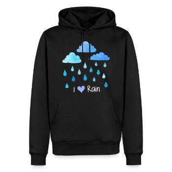 Ich liebe Regen, Regentropfen, Wetter Wolken, nass - Männer Premium Bio Hoodie - Schwarz - Vorne - Nico (187cm)