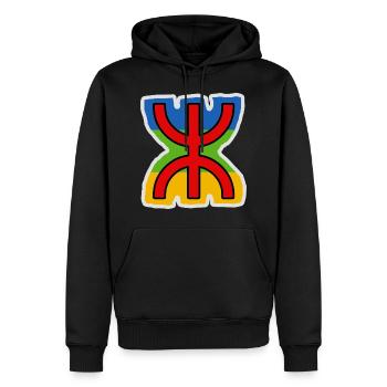 Drapeau Amazigh avec YAZ Tifinagh Symbole BERBERES - Sweat à capuche Premium bio Homme - noir - Devant - Nico (187cm)