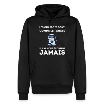 Les chatbots sont comme les chats - Sweat à capuche Premium bio Homme - noir - Devant - Nico (187cm)